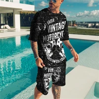 oversized 3d print summer skull personality clothes t shirt shorts 2 piece male short sleeves suit set for men tracksuit outfits