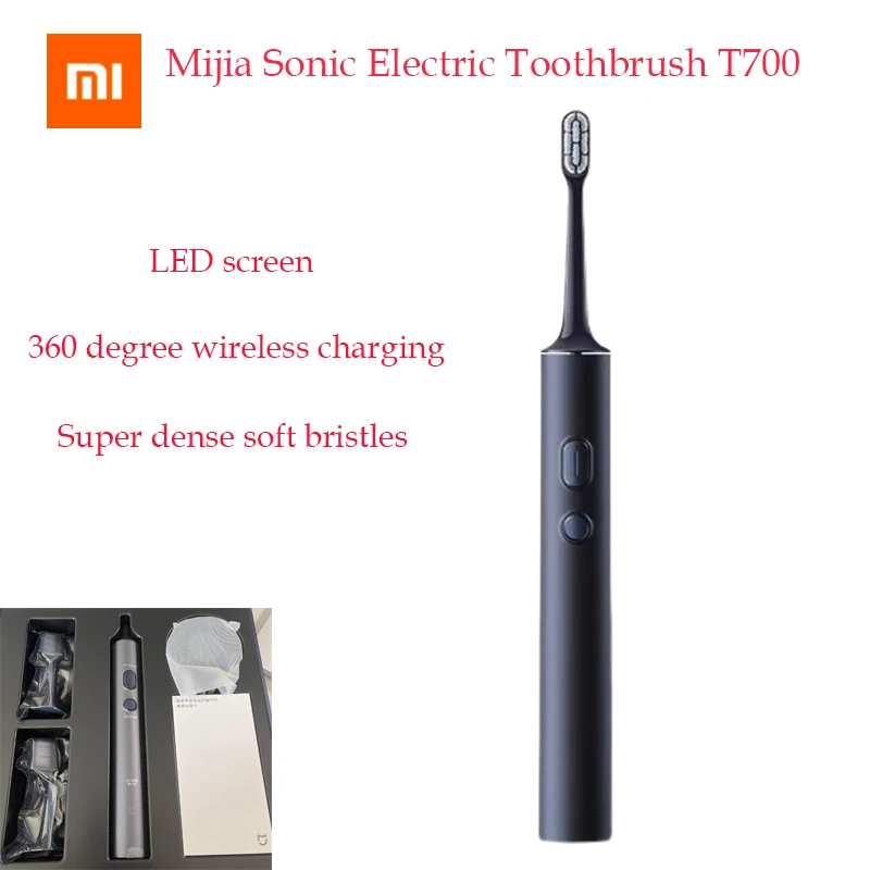 XIAOMI MIJIA T700 Sonic Electric Toothbrush Teeth Whitening Ultrasonic Vibration Oral Cleaner Brush Smart APP LED Display