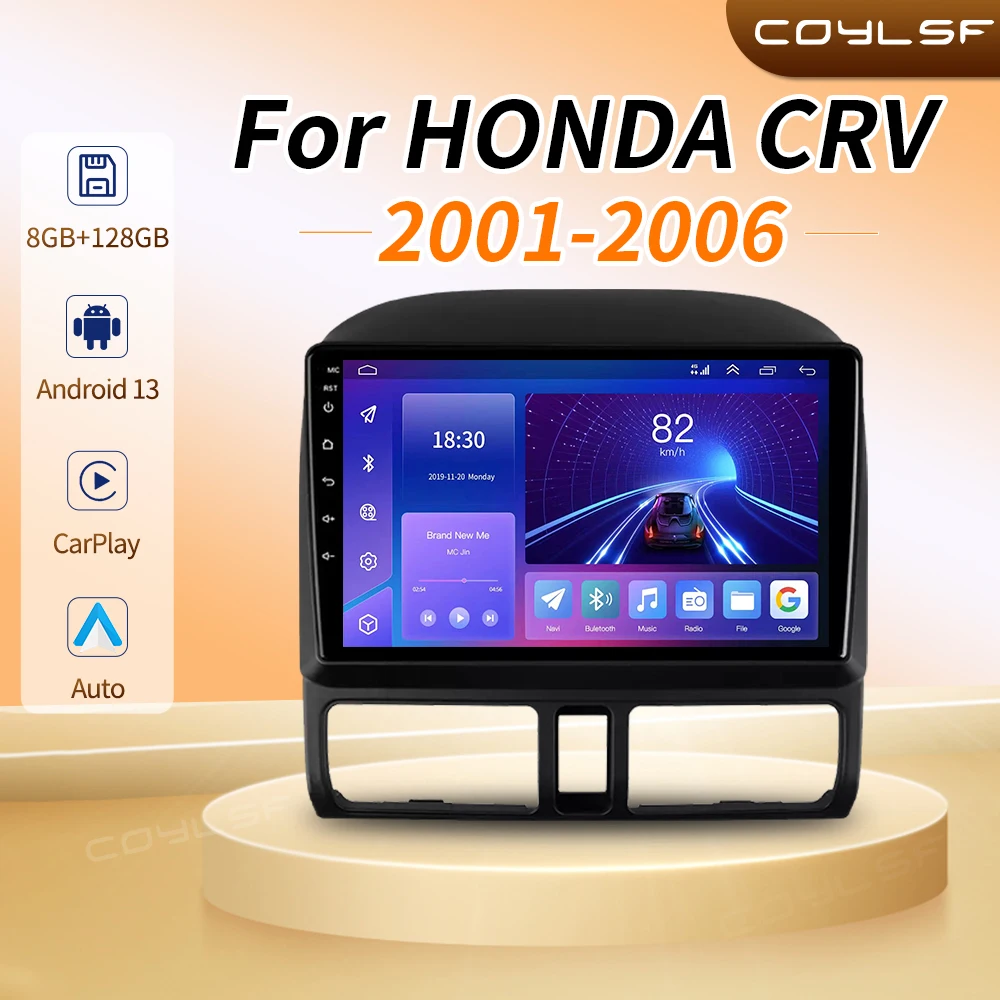 Автомагнитола Android 13 для Honda CR-V CRV 2 2001 - 2006 мультимедийный Carplay 4G Wifi Din GPS Авторадио