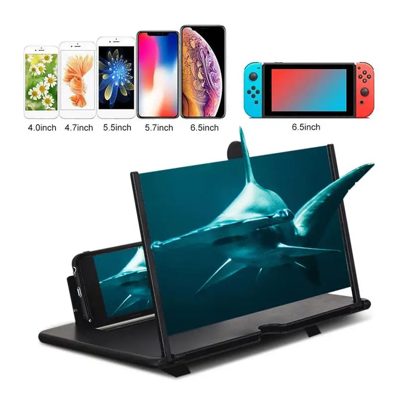 

12 inch 3D Mobile Phone Screen Magnifier HD Video Amplifier Stand Bracket with Movie Game Magnifying Folding Phone Holder Stand