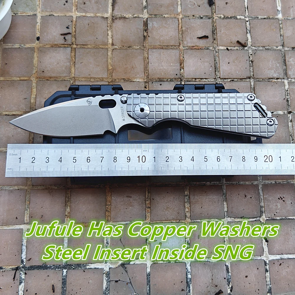 Складной нож JUFULE 2026 Monkey M.Strider SNG с титановой рукоятью, сталью Cryro VG10 и медными шайбами, для кемпинга, охоты, активного отдыха и повседневного ношения (EDC) (art.: 3920d4e819a2e) - 3920d4e819a2e