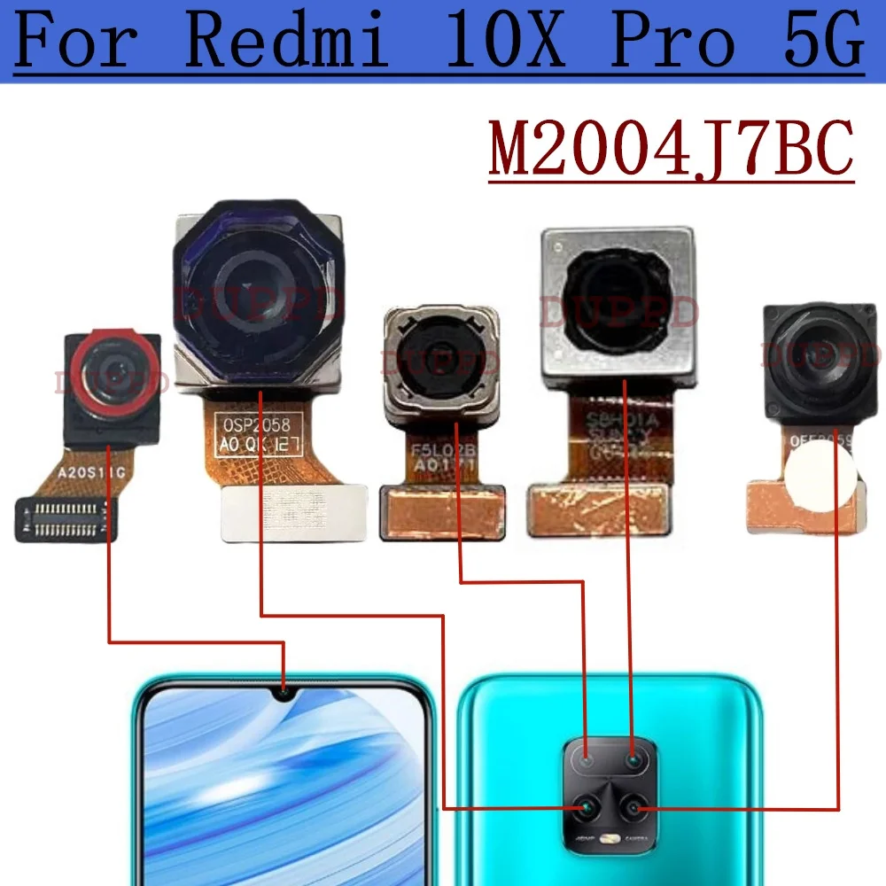 

Оригинальная передняя и задняя камера для Xiaomi Redmi 10X Pro 5G M2004J7BC, задний и основной вид, фронтальная камера для селфи, модульные детали