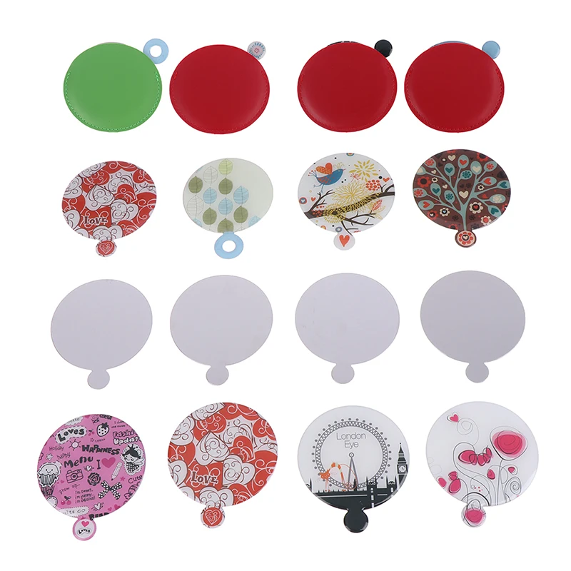 

L281 Portable Mini Shatter Proof Card Style Pocket Cosmetic Mirror PU Leather Cover Stainless Steel Unbreakable Makeup Mirror