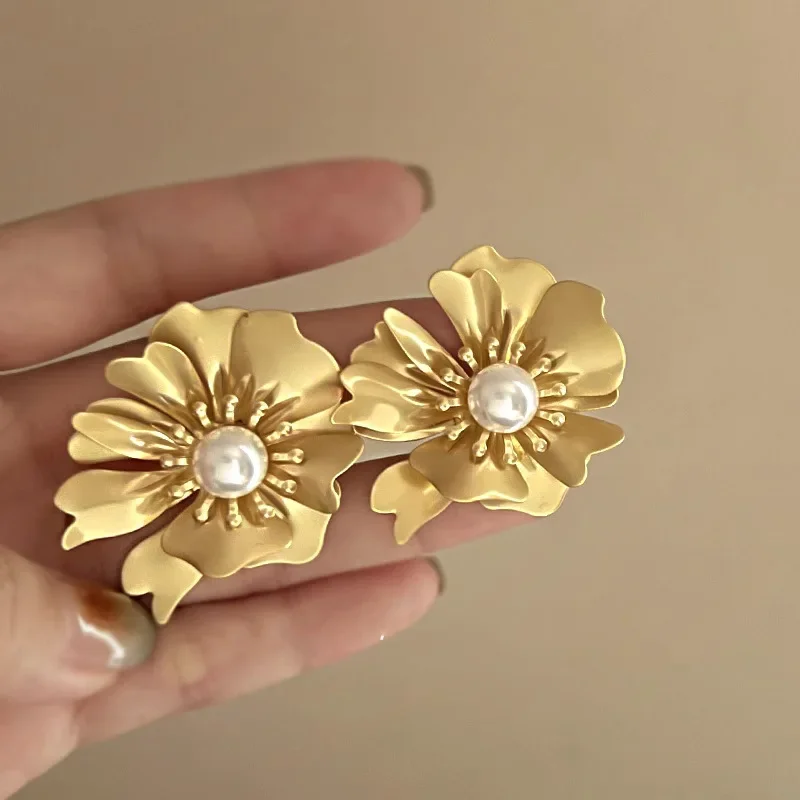 Высококачественные французские винтажные металлические серьги с жемчугом и