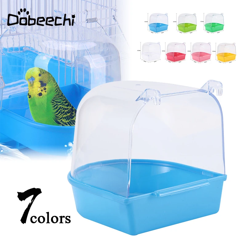

1Pc Parrot Bird Bathtub Plastic Water Bath Shower Box Bathtub Parakeet Hanging Birdbath Cage Bird Bowl Anti-Slip Pet Supplies