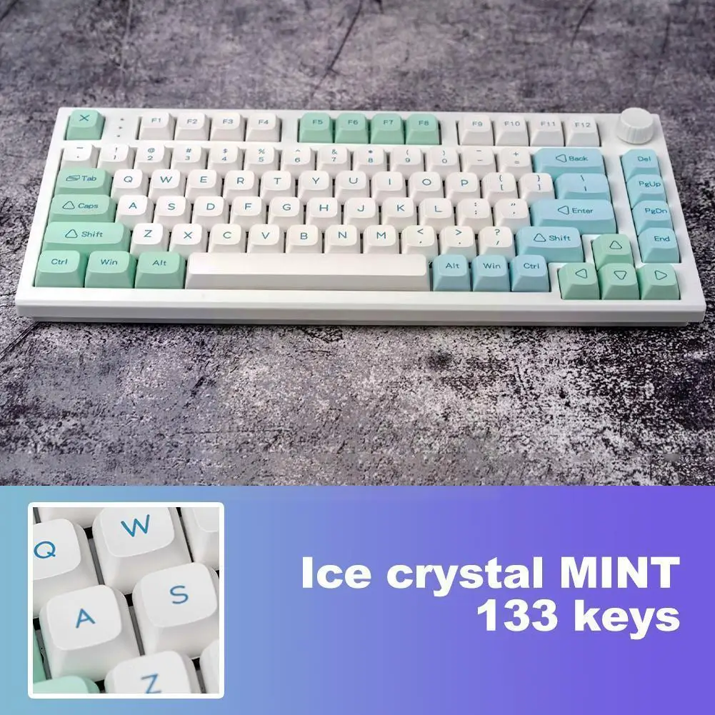 

Xda 132 Keys Pbt Dye Sub Keycaps Xda Minimalist Green Ice Mint For Mx Switch Mechanical Keyboard 68 84 89 980 104 Layout R4x1