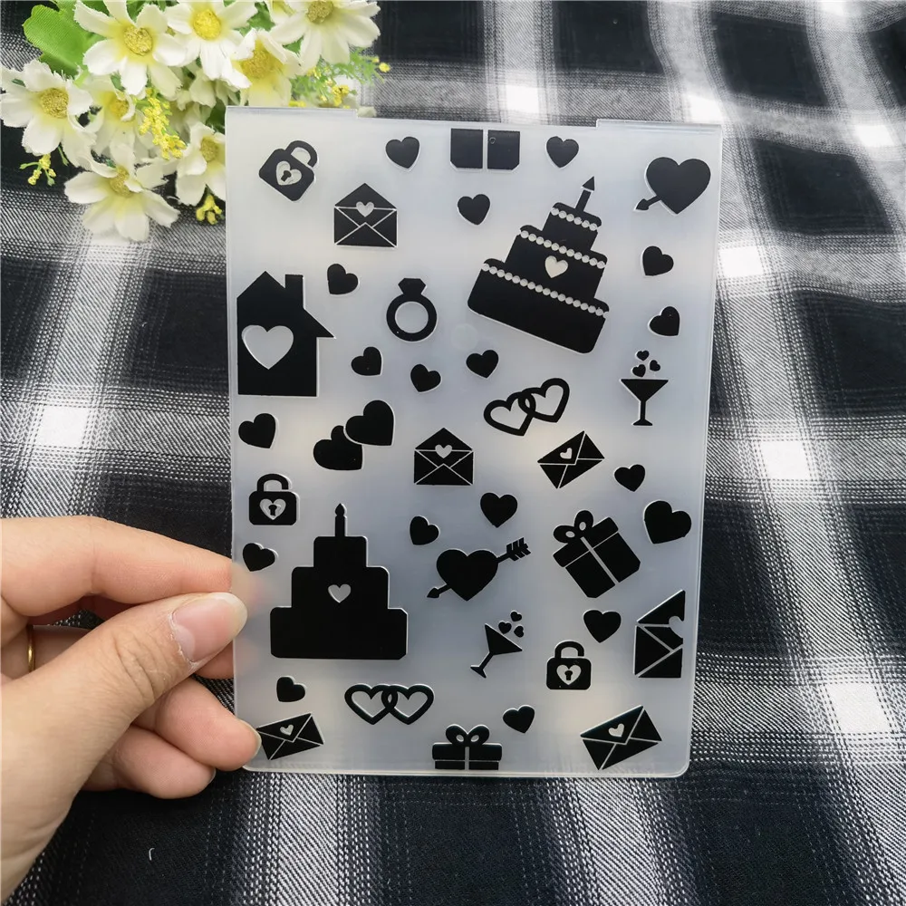 

Подарочная пластиковая папка для тиснения с надписью «торт» для скрапбукинга «сделай сам», инструмент для альбома, открыток, пластиковые ш...