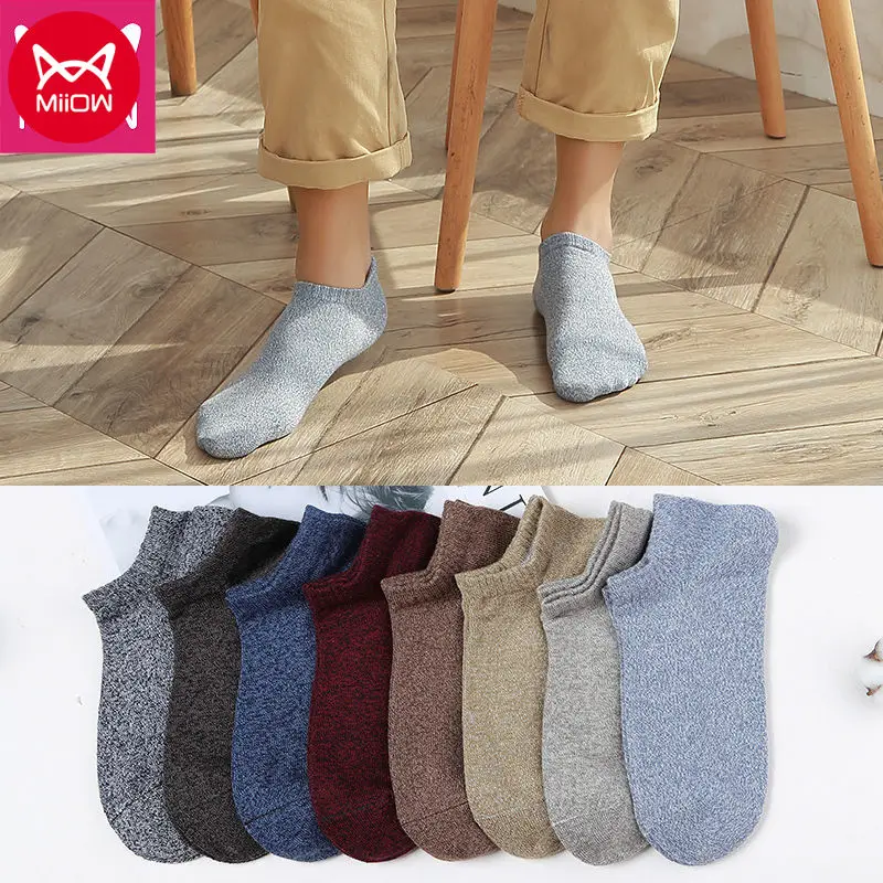 

5 Pairs MIIOW Men Cotton Short Socks Fashion Breathable Stocking Business Casual Thin Socks Comfortable Invisible Socks