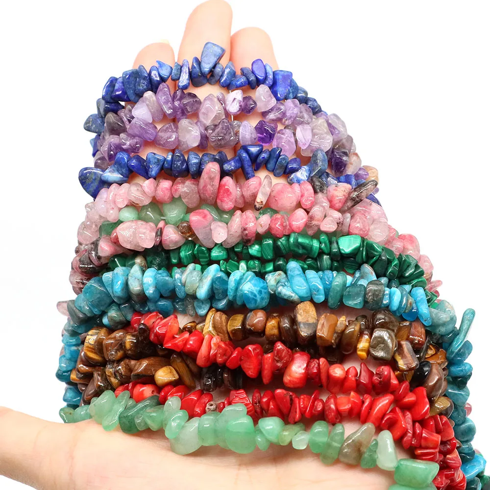 Ожерелье из натурального камня в форме чипсов с аметистом Малахита