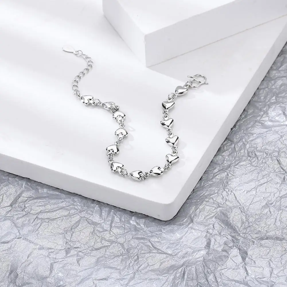 

All-match Extension Chain Dress Up Full Love Heart Chain Bracelet Trendy Jewelry Women Bracelet for Girlfriends