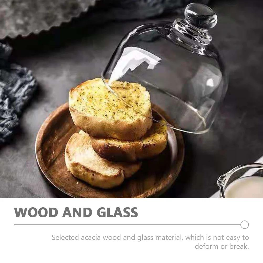 Избранная деревянная стеклянная тарелка для торта с куполом идеально подходящая