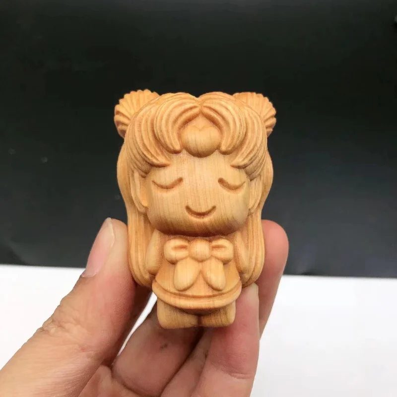 

Cliff Cypress Wood Carved Pumpkin Labbu Modern Cartoon Plate Play Craft Literary Play Hand Handle Piece Cute Home Decoration