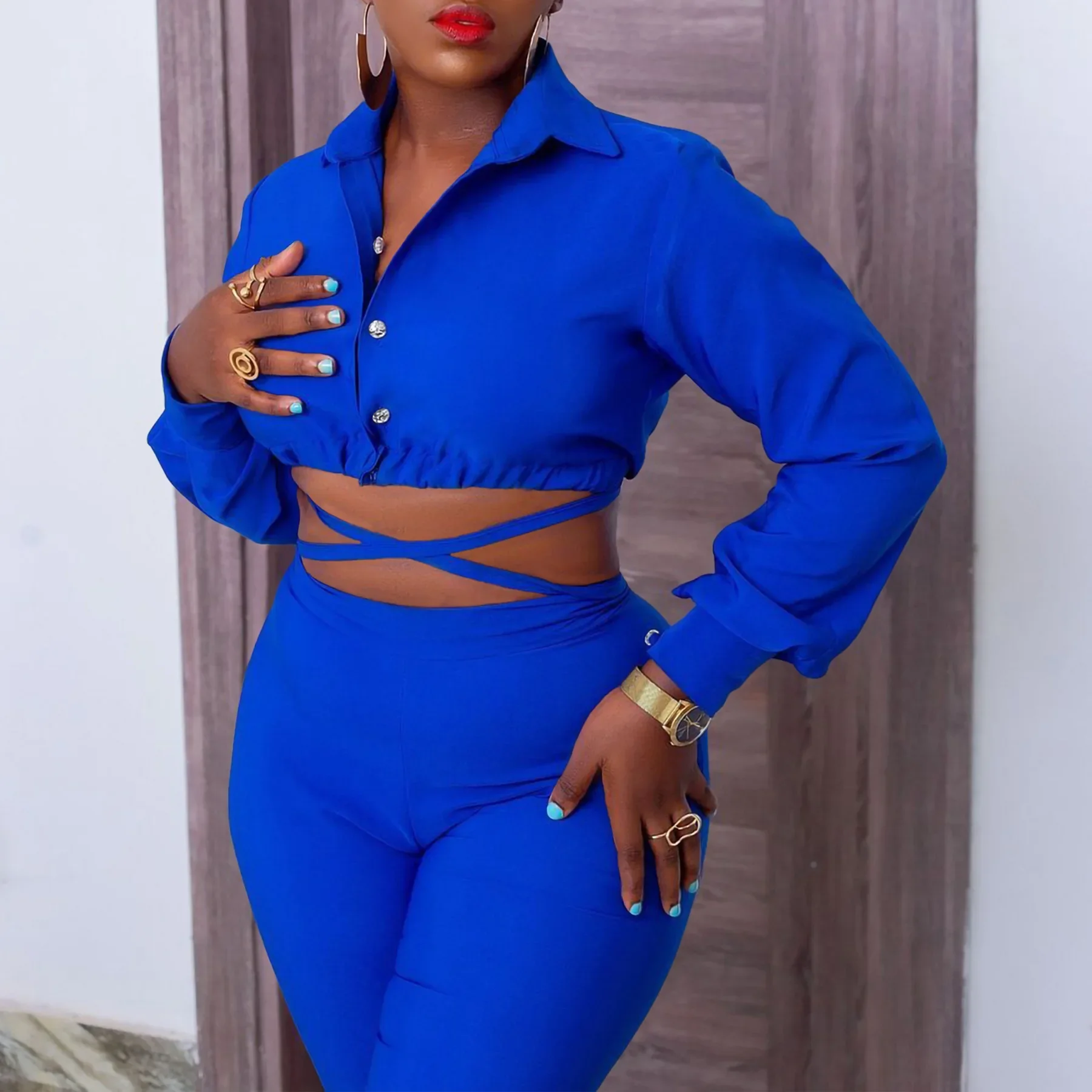 2024 Женские Элегантные Широкие Брюки С Высокой Талией До Щиколотки И Топ Длинными