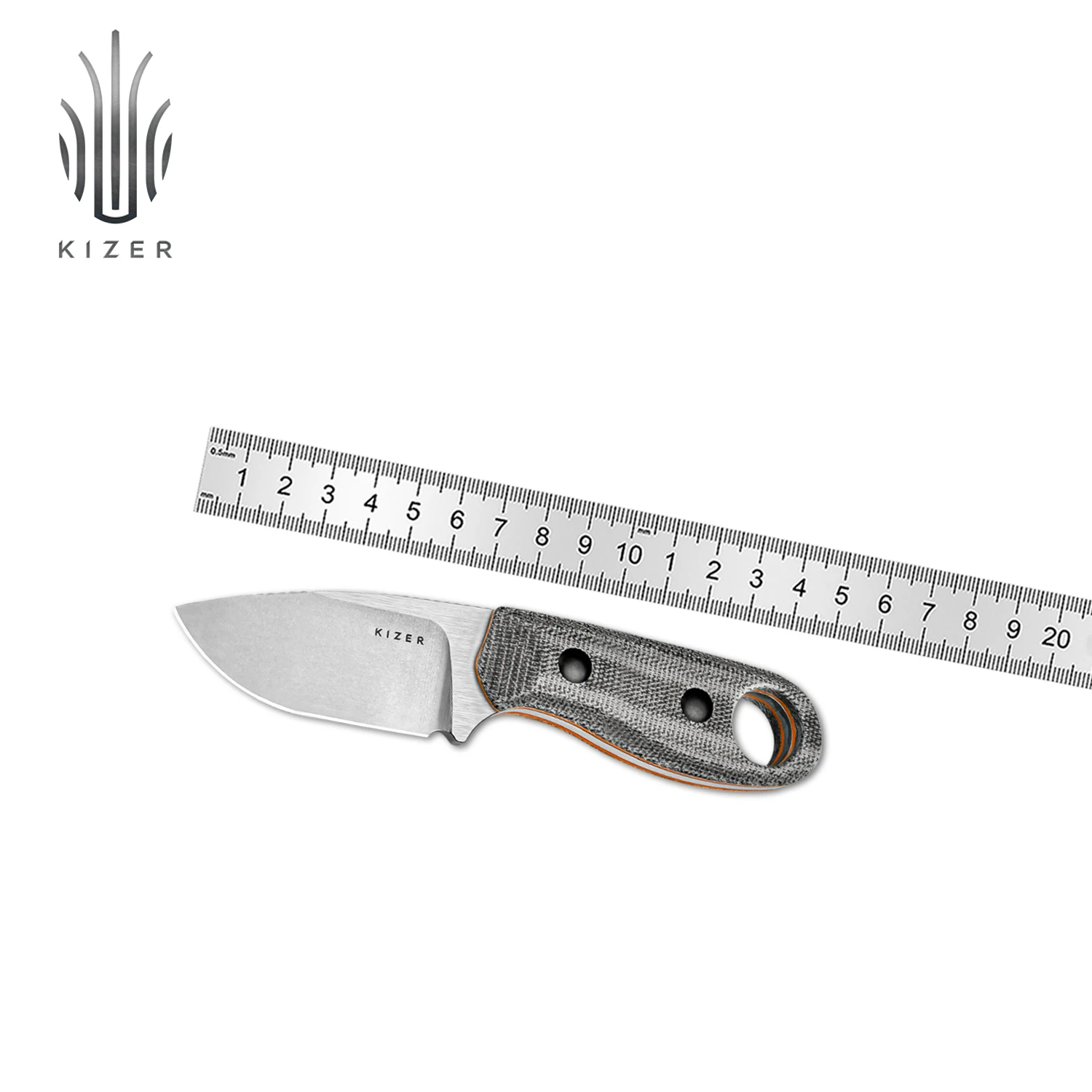 Фото Нож Kizer с фиксированным лезвием Beaver 1078A1/1078A2 D2/Nitro-V, стальное лезвие с G10/Micarta, фиксированный нож для кемпинга, новинка 2023 года №1