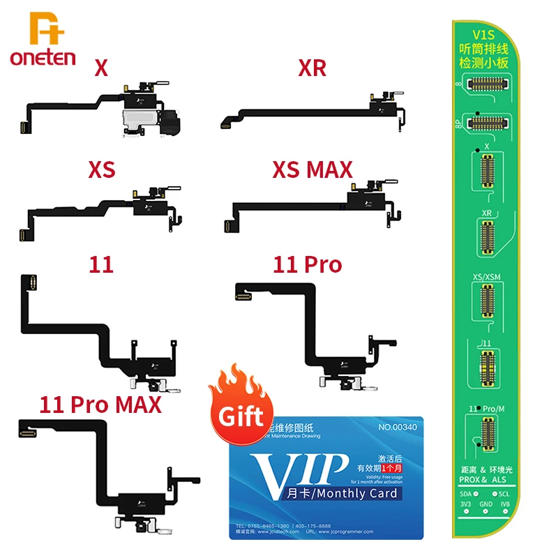 

JCID JC V1SE Earpiece Receiver FPC Test Board Flex Cable For X XS XR XSM 11 12 Pro MAX True Tone Face ID Repair Board Tools