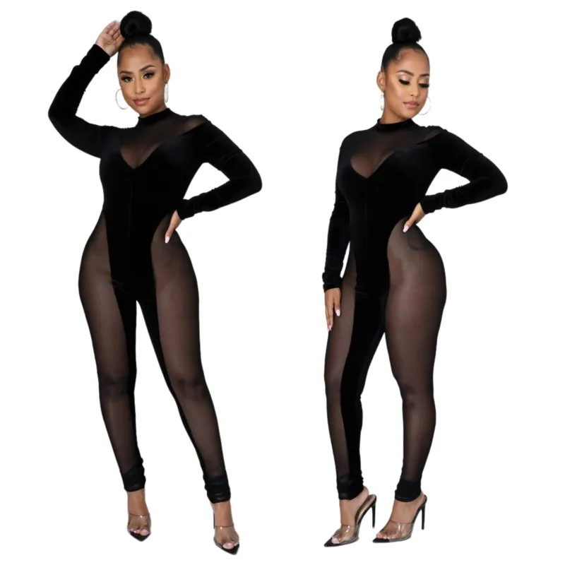 

Cover Up For Swimwear Women Beach Suit Clothes 2023 Beachwear New Sexy Night Elastic Mesh Jumpsuit Solid Polyester Dress Tunic