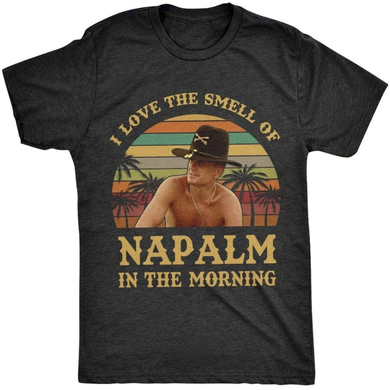 

Я Люблю запах напальма утром, Винтажная футболка, Билл Килгор Апокалипсис, Мужская футболка, мужские повседневные футболки