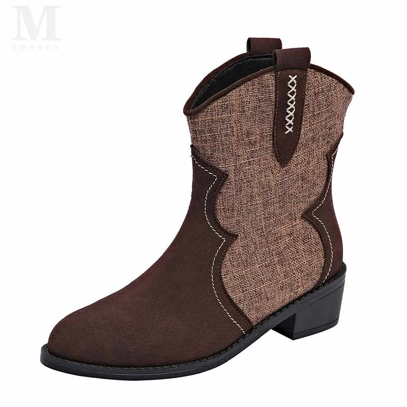 Женские замшевые ботильоны на массивном каблуке Элегантная Модная прогулочная