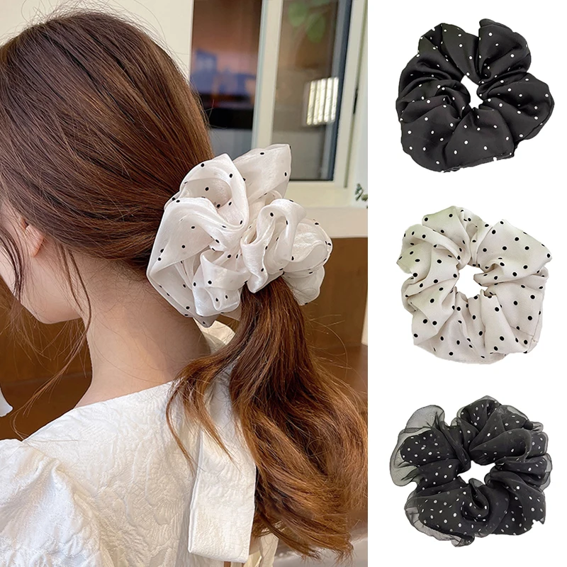 

Large Organza Scrunchies Polka Dot Net Yarn Hair Rope for Women Girls Oversize Hair Scrunchie Spring Hair Accessories