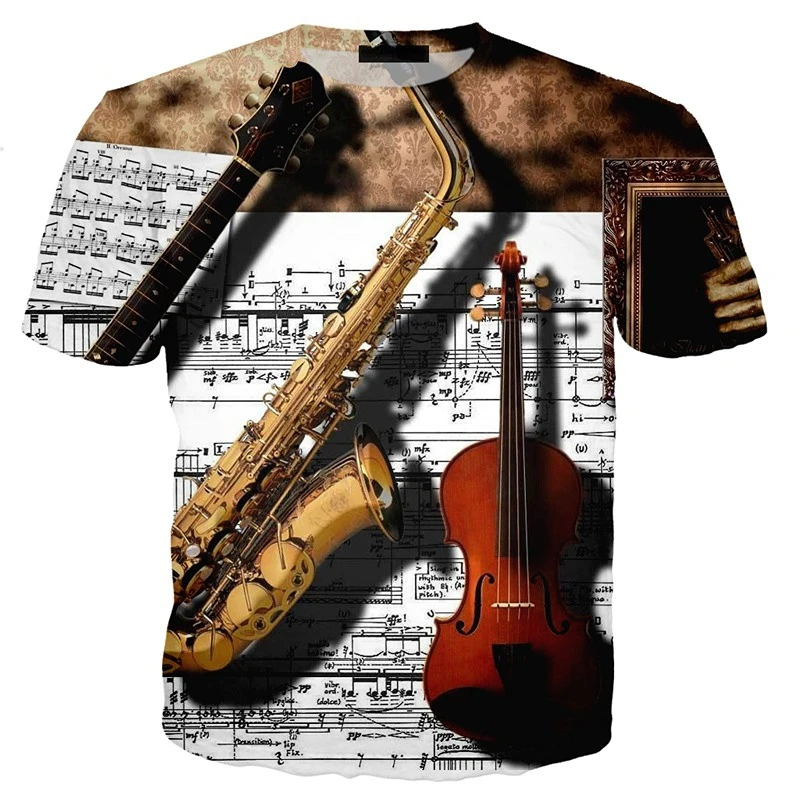 

2023 New electronic drum instrument rock style hip-hop t shirt for men 3D printed graphic t shirts trend y2k men's clothing