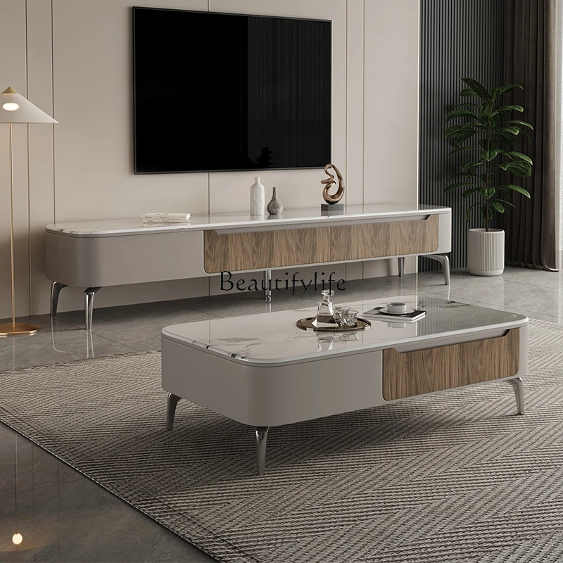 Журнальный столик из микрокристаллического камня комбинация ТВ-шкафа простой