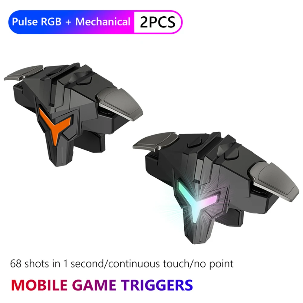 

A1 1/2pcs RGB Mechanical Pulse 4 Finger Game Controller Gamepad Gaming Aim Shooting Triggers Joystick Key Button for PUBG Mobile