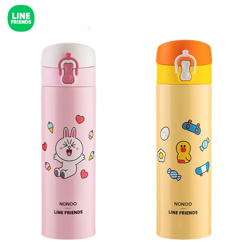 

Line Friends Cartoon Anime Sally Cony Doll Patterned Stainless Steel Thermos Cup Kawaii 480ml Large Capacity Water Cup Kids Gift