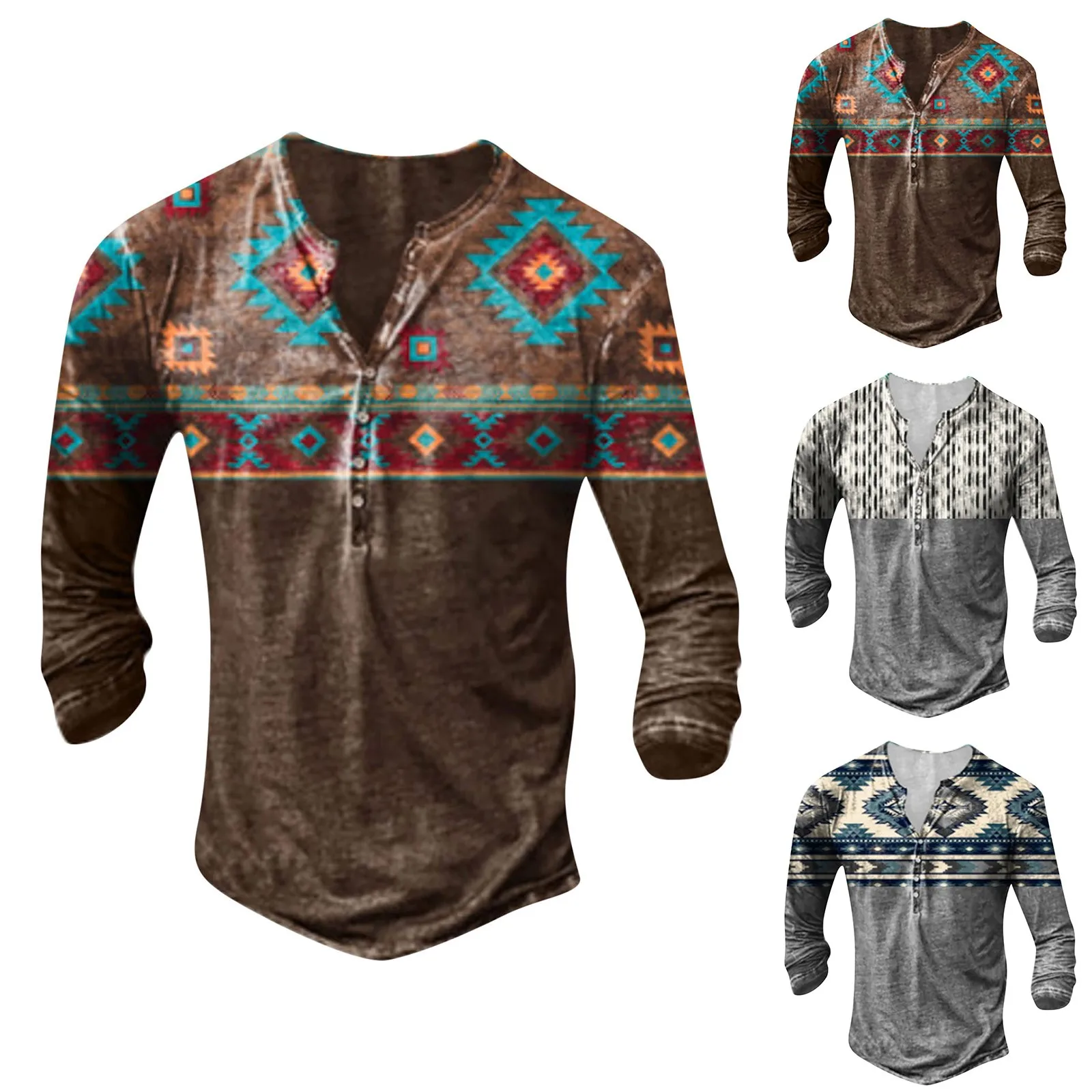 

Футболка мужская с длинным рукавом, модная повседневная тенниска с цифровым 3D принтом, майка с застежкой, лето