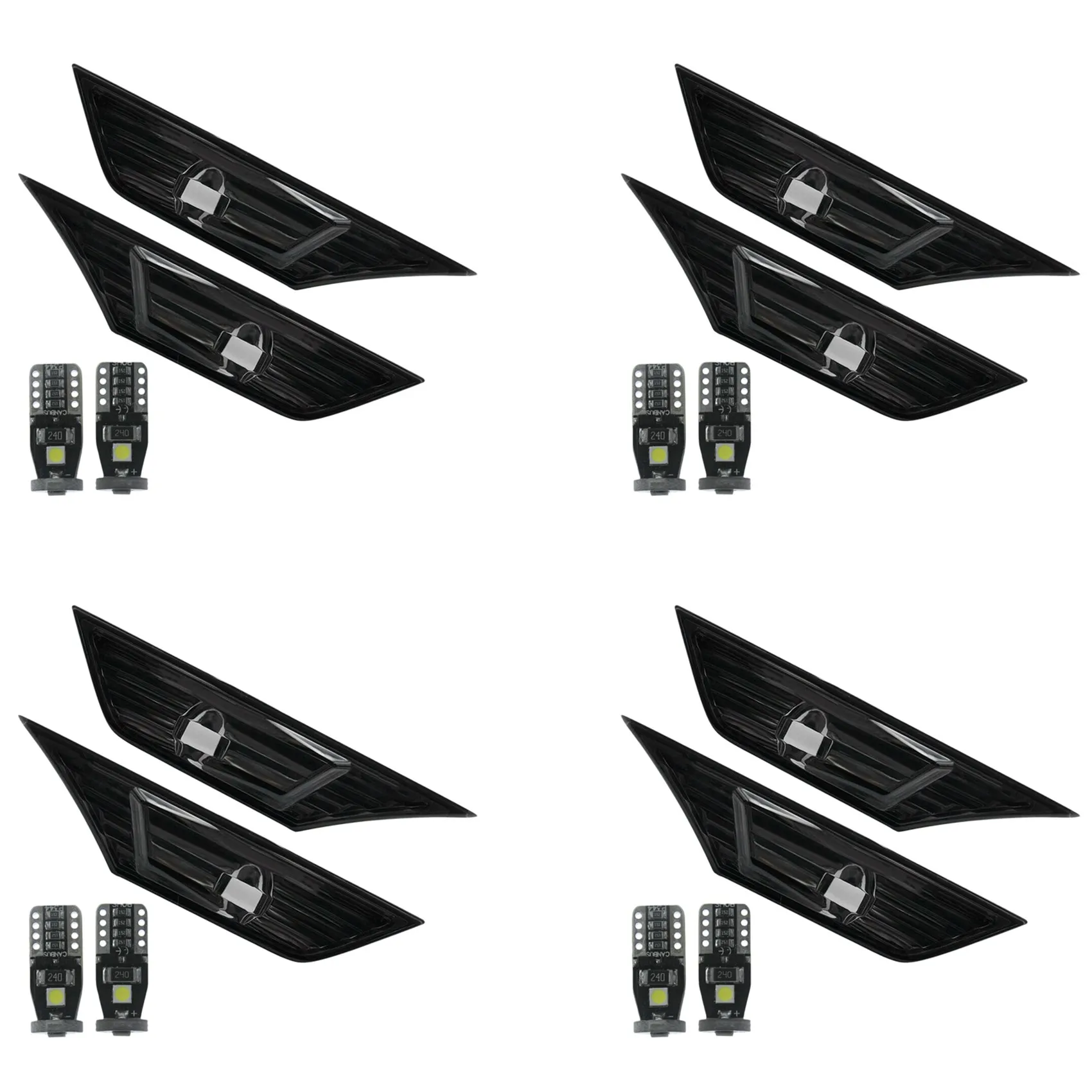 

8X Smoke Tinted Lens Side Marker Lamp Light W/ LED for 2016-19 Honda Civic JDM