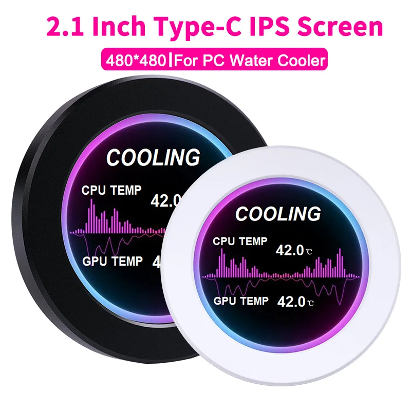 2 1-дюймовый дополнительный IPS-экран 480*480 USB с водяным охлаждением круглый