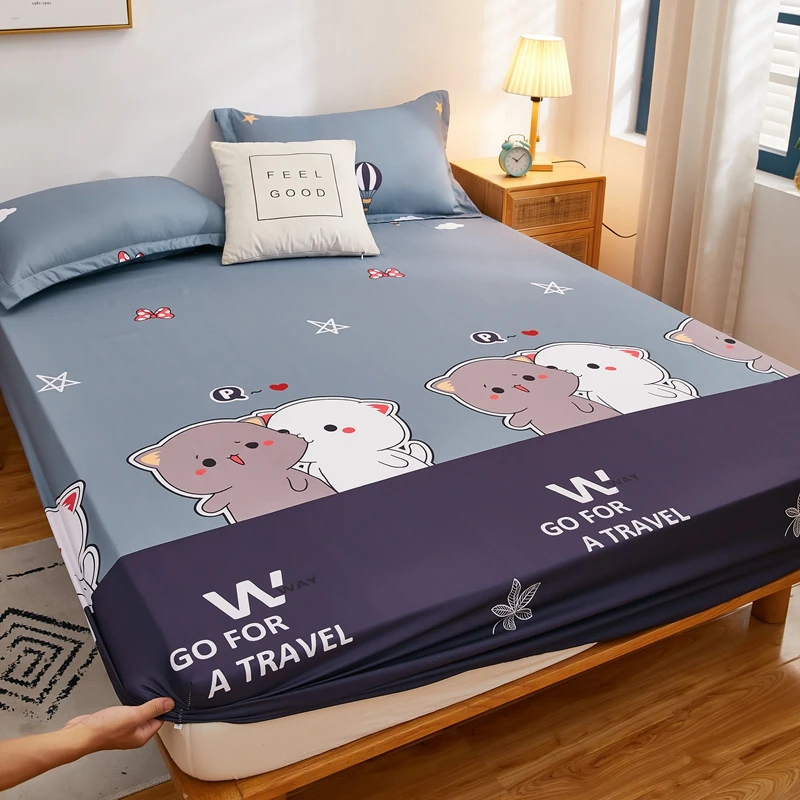 Kuup-Polyester Cartoon Bear Bedding Fitted Sheet Only(no pil