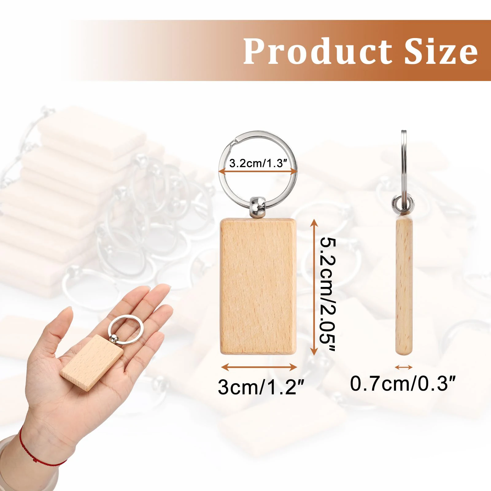 100шт незавершенный деревянный брелок заготовки