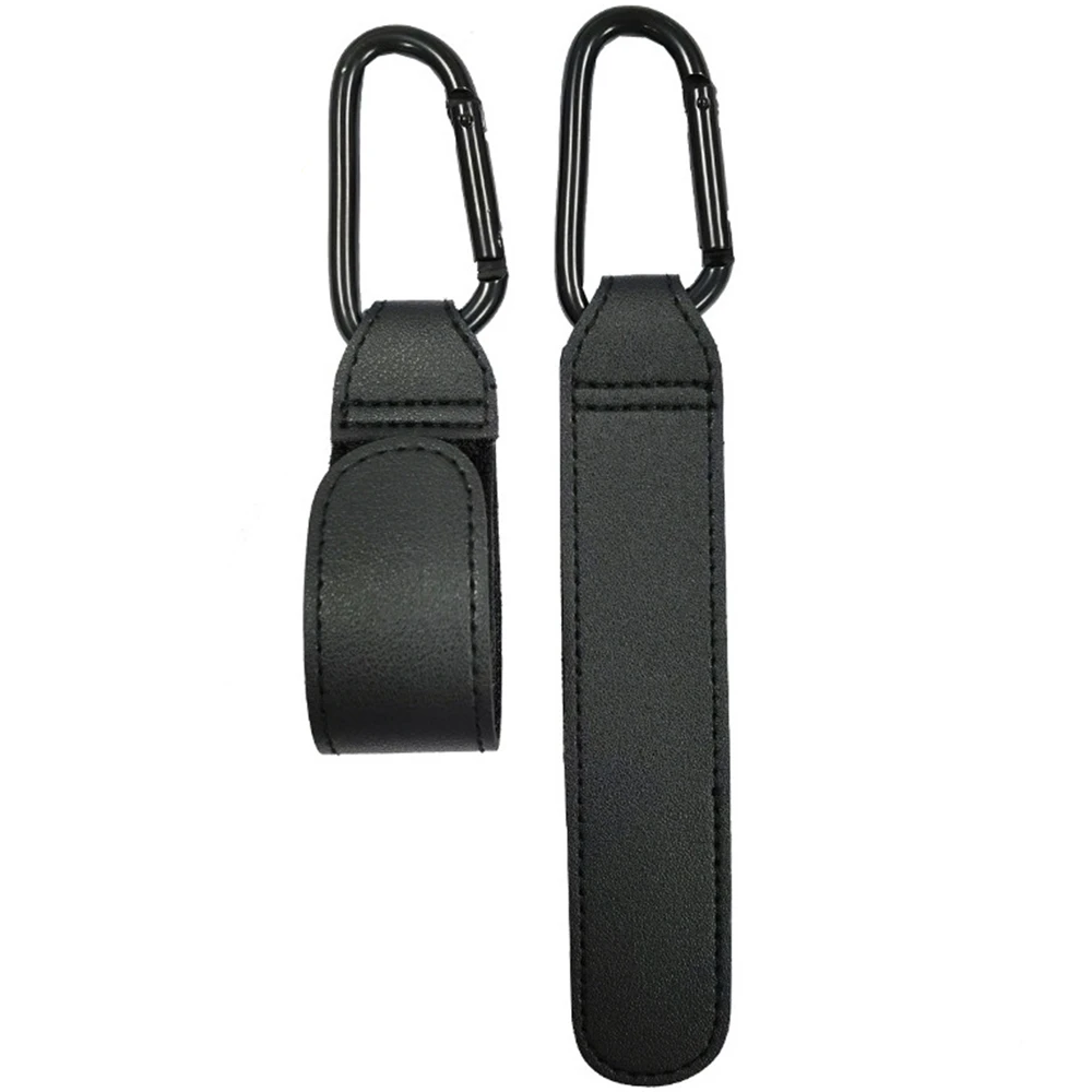 

2Pcs Multi Purpose Hook for Baby Bag Stroller PU Leather Velcro Organizer Hanger Hook Rotatable Pram Cart Hanging Holder Hooks