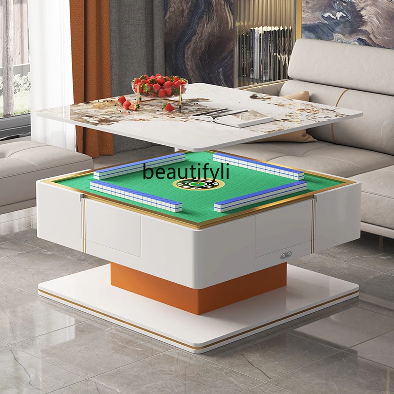 

yj Mahjong Table Simple Modern Household Electric Multi-Function Lifting Mahjong Machine Stone Plate Coffee Table Dual-Use