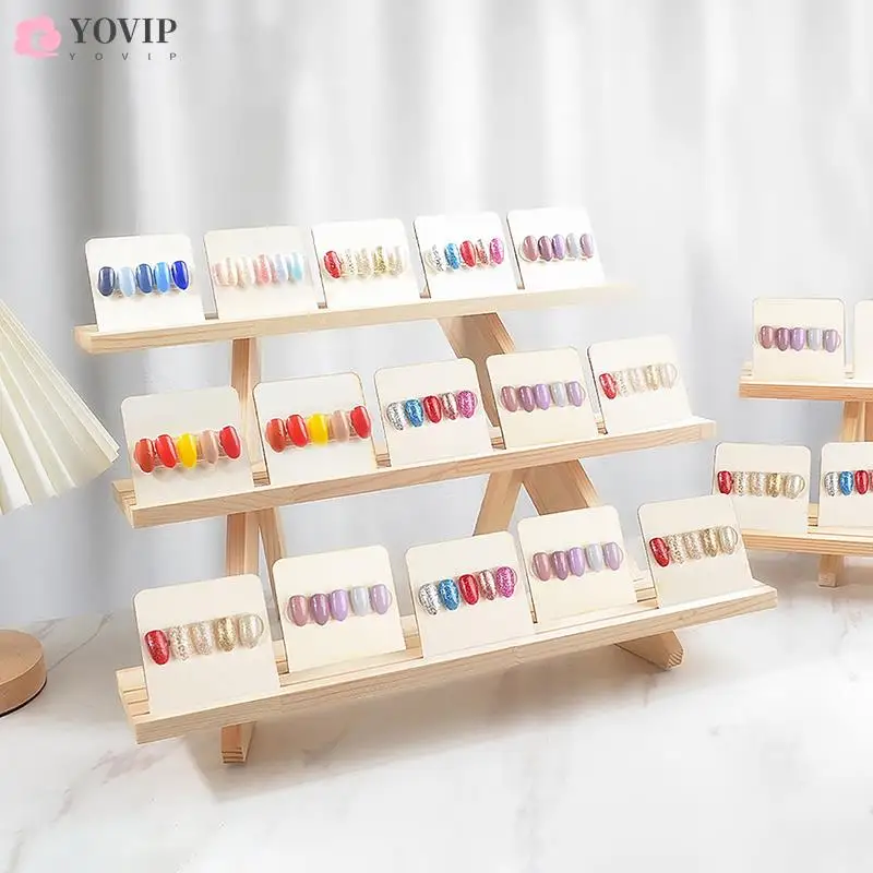 

Деревянная витрина для дизайна ногтей, два/три слоя, декоративный материал премиум-класса для маникюрных кексов