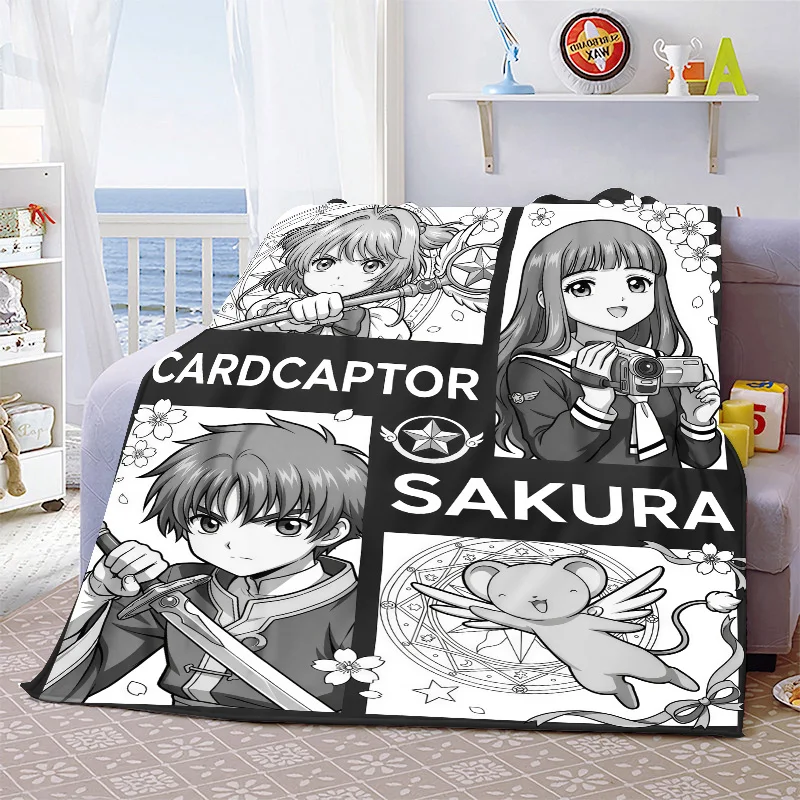Фото Мягкое фланелевое одеяло Cardcaptor Sakura, теплое, уютное, легкое одеяло для дивана, кровати, домашнего декора -QJY №3