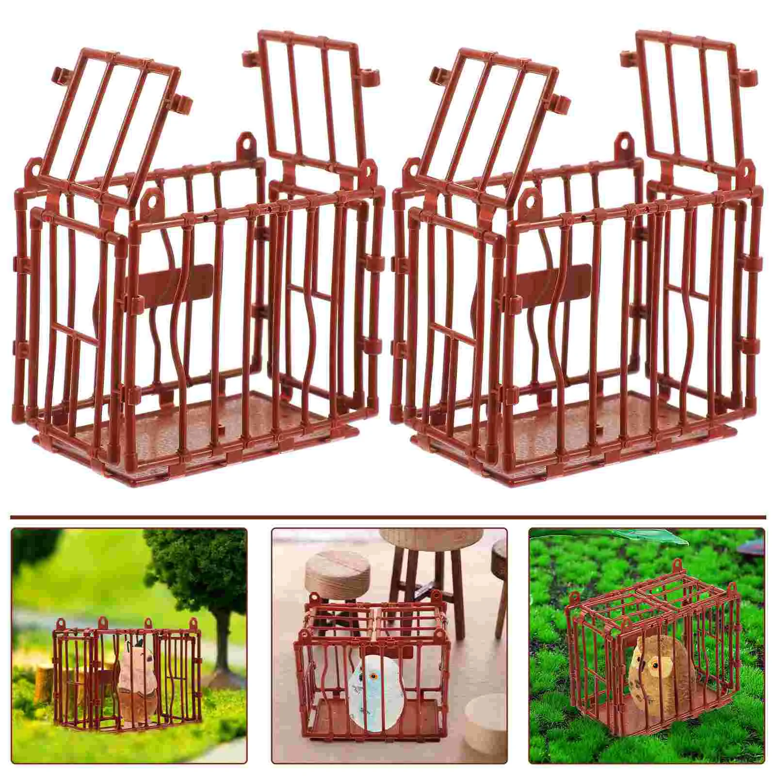 

5Pcs Mini Animal Cage Model Mini Plastic Cage Miniature Animal Pet Cage Decoration
