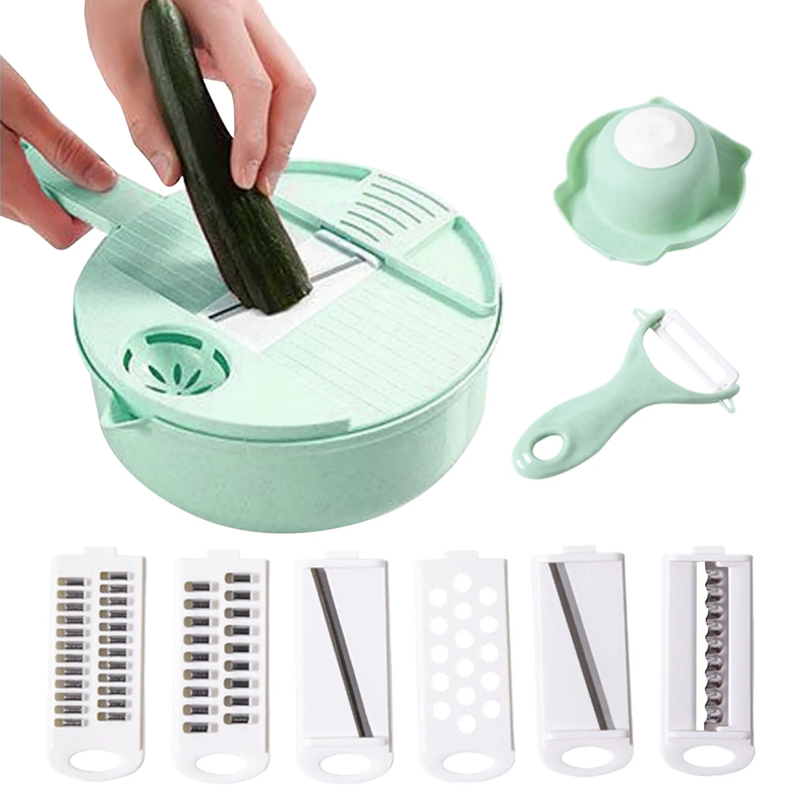 

Слайсер для картофеля с контейнером, овощерезка, отличная измельчитель, ручной кухонный инструмент, большой