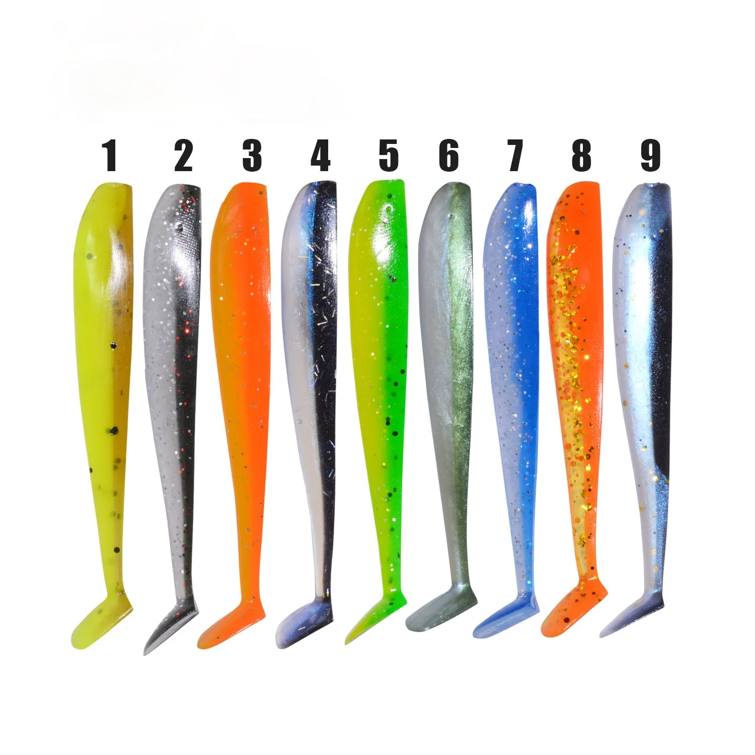 

Double Colors Soft Lure 65mm/1.5g 8pcs Swimbait Wobblers Silicone Plastics Artificial Bait for Fishing Tackle T Tail Carp Lures