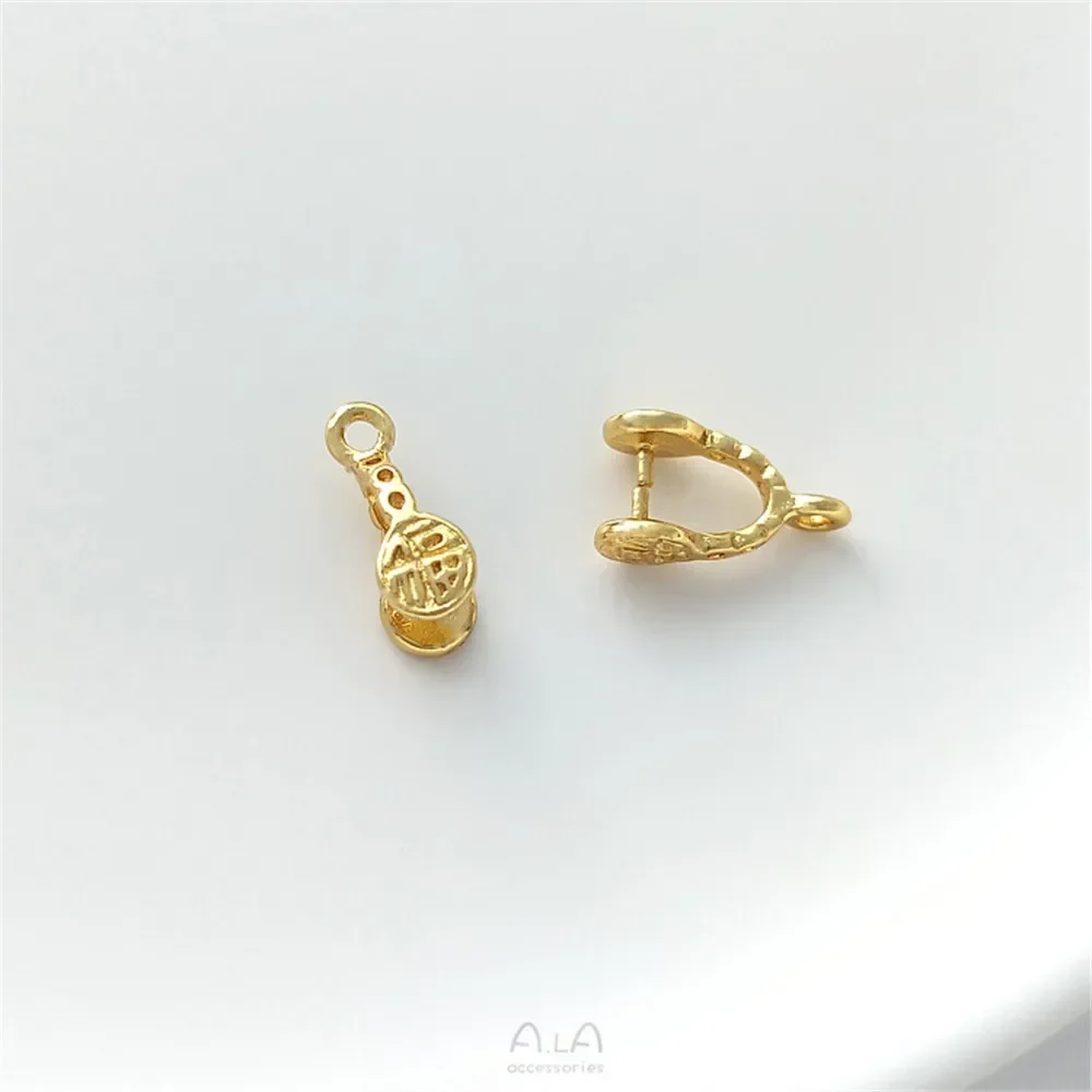 Фото Медная застежка-карабин с позолотой 18K, в форме семени дыни Фузи, для кулонов из нефрита, ручной работы, для самостоятельного изготовления украшений, C065 №2