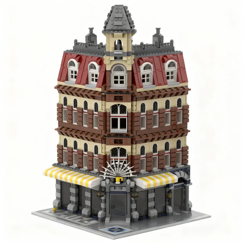 Фото 3422 детали MOC Модульные здания: Уголок кафе, усовершенствованная модель, строительные блоки, архитектурная креативная коллекция кирпичиков, набор для сборки. №1