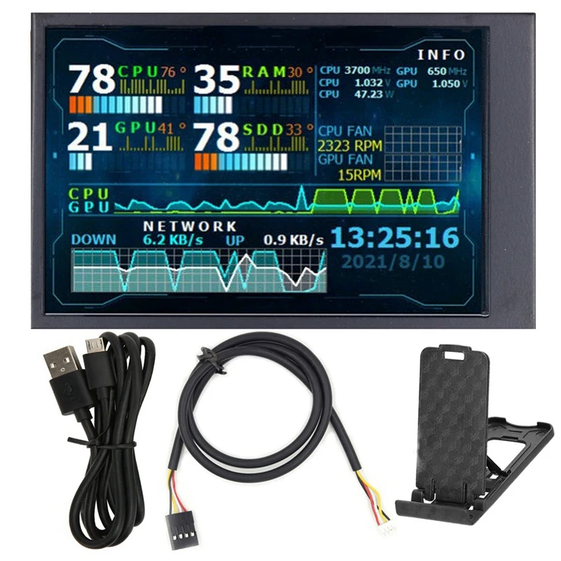 

3.5 Inch IPS LCD Monitor Display For Mini ITX Case TYPE-C Secondary Screen CPU GPU RAM HDD Monitoring USB Display