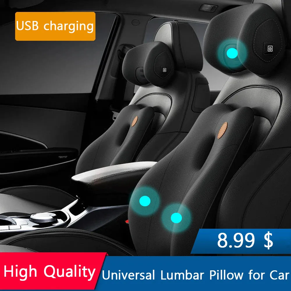 Car Neck Massage Pillow Lumbar Support Cushion Auto Seat Travel Relax Head Waist Support Auto Accessories Universal Headrest