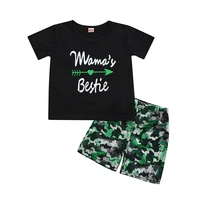 boys two piece suit toddler kid boy letter print short sleeve round neck tops camouflage shorts