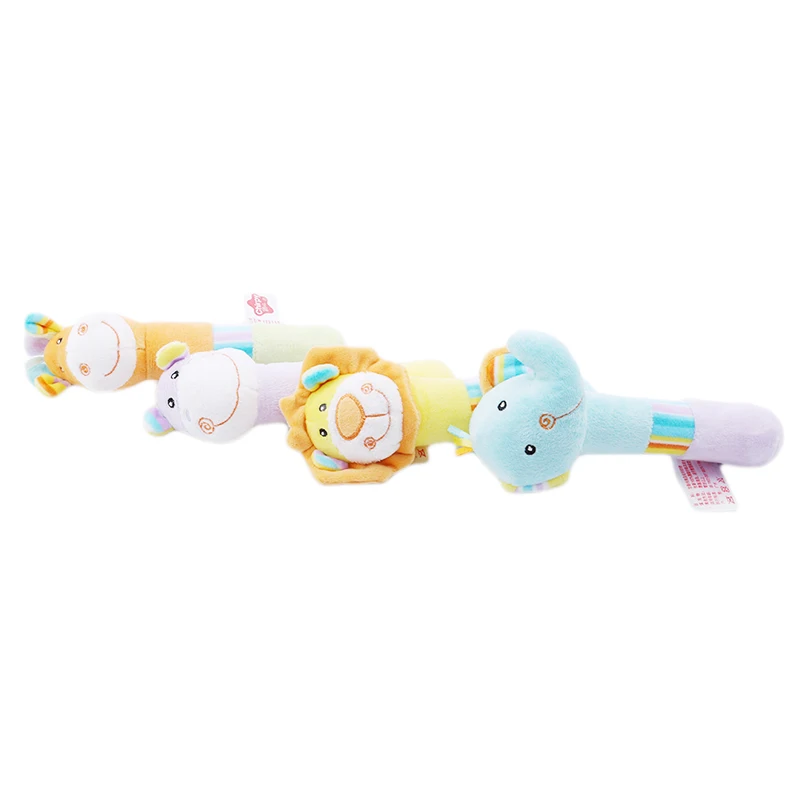 

Cute Animals High Quality Soft Plush Hand Grip Squeaky Sticks Elephant Giraffe Lion Children Gift Toys Baby Rattles