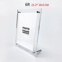 1 pcs6r acrylic photo frame non toxic dual faced clear crystal photo poster table display frame bedroom home decoration