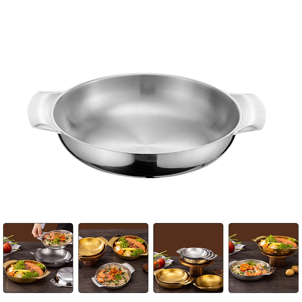 

Pan Paella Pot Steel Stainless Cooking Bowls Soup Korean Frying Skillet Ramen Seafood Hot Grill Spanish Wok Induction Serving
