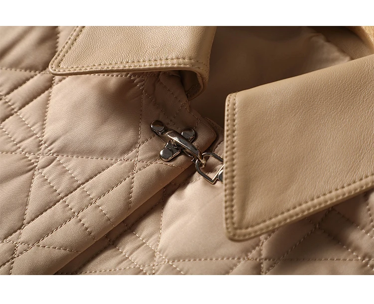 Luxury High Quality Casacos Femininos Inverno 2022 Thin Adjustable Waist Luxury Button Autumn/Winter Patchwork Sheepskin