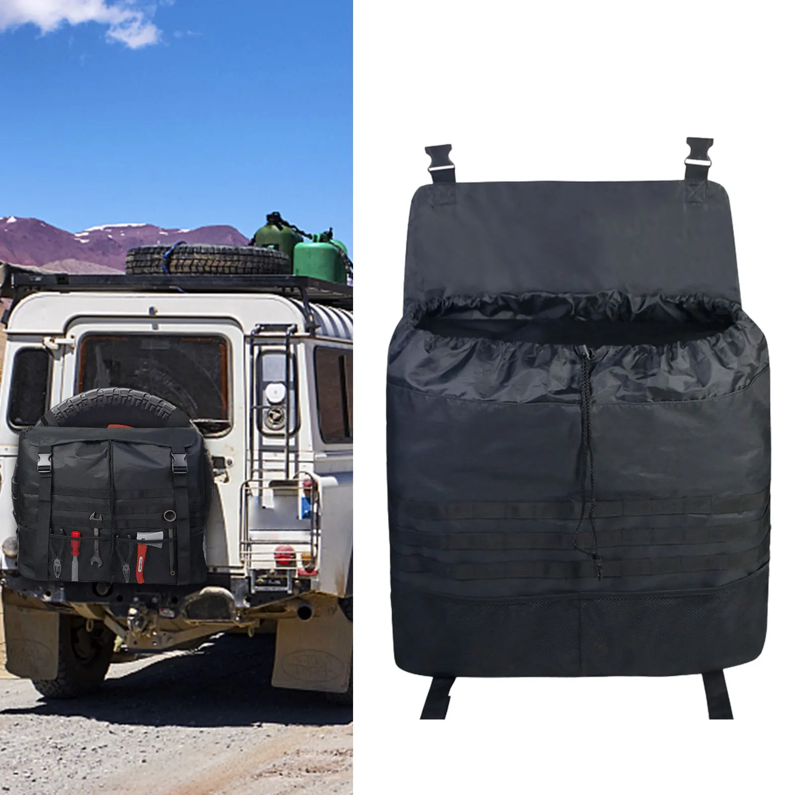 

Spare Tire Trash Bag Universal Multi-Pockets Spare Tire Storage Bag Large Capacity Storage For Trash Tool Cargo Off-road Recover