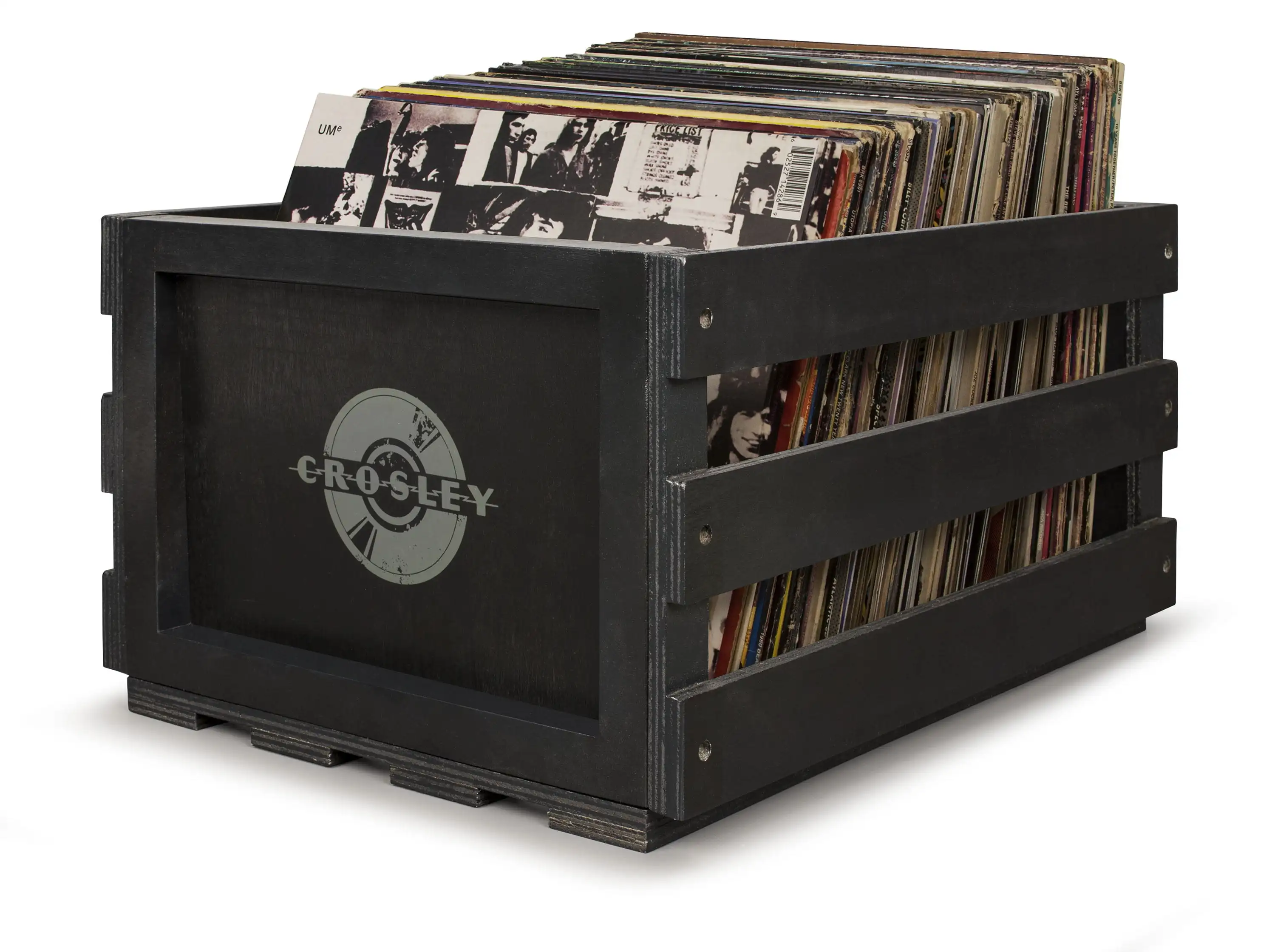 

75 Gallon Record Metal Storage Crate, Distressed Black